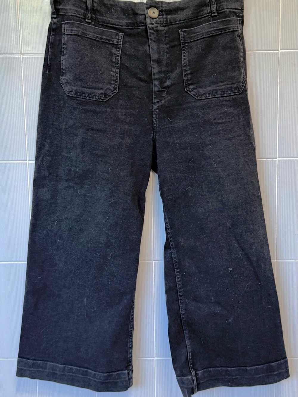 Anthropologie Maeve Colette Black Cropped Wide-Leg Jeans